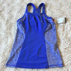 NWT Champion Blue/ Blue With Striped Running On Side Built in Bra Tank  Top Sz S